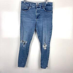 Good American Good Legs Ripped High Waist Ankle Skinny Jeans Women's Sz 14/32